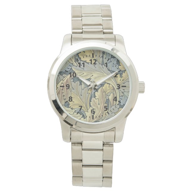 Relógio William Morris Acanthus Deixa Arte Floral Nouveau (Frente)