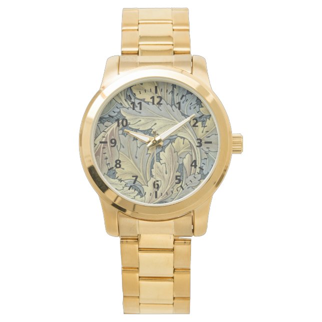 Relógio William Morris Acanthus Deixa Arte Floral Nouveau (Frente)