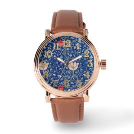 Relógio William Morris Vintage Tulip Floral Indigo Pattern