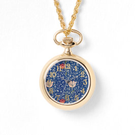 Relógio William Morris Vintage Tulip Floral Indigo Pattern