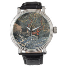 Windows Art Ukiyo-e Dragon Leather Watch
