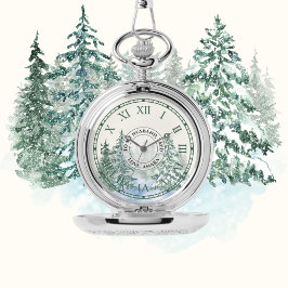 Relógio Winter Forest Pocket Watch - Custom Silver Keepsao