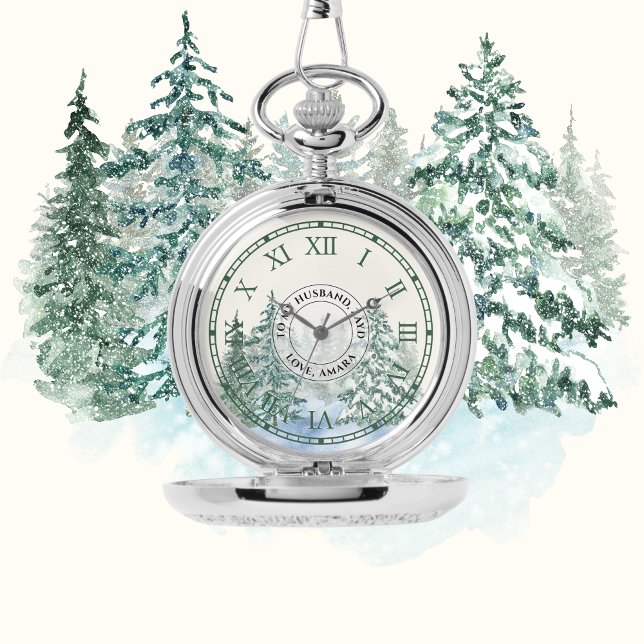 Relógio Winter Forest Pocket Watch - Custom Silver Keepsao (Criador carregado)