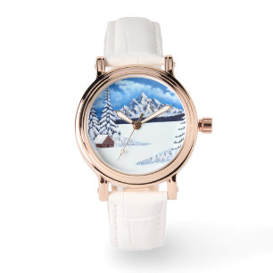 Relógio Winter Wonder Rosa Dourado Vintage Watch