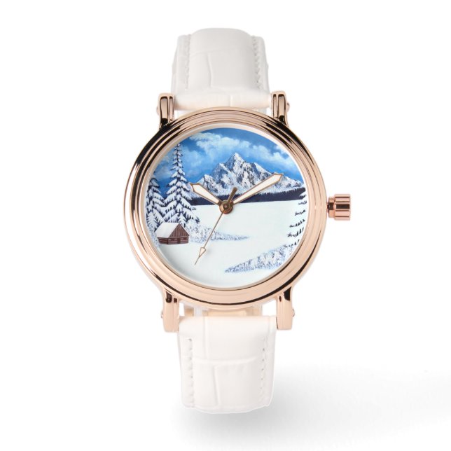 Relógio Winter Wonder Rosa Dourado Vintage Watch (Frente)