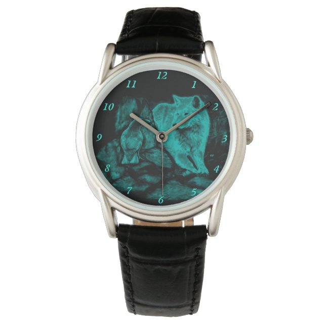 Relógio Wolf e Raven na Noite (Frente)