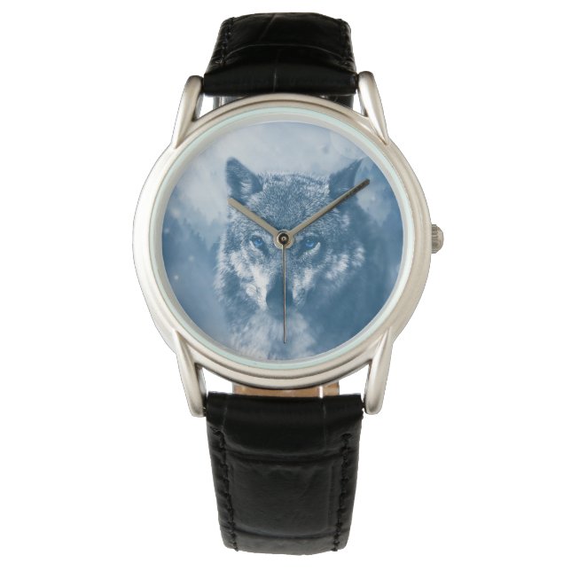 Relógio Wolf Face Wildlife Snow Mountain Winter (Frente)