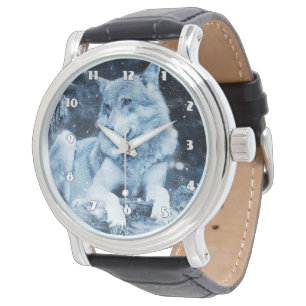 Relógio Wolf Fantasy Men's Black Leather Strap Watch