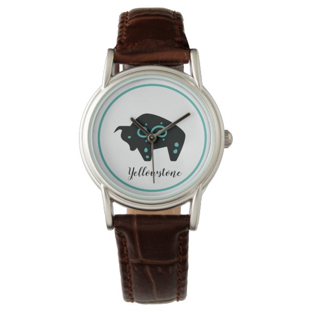 Relógio Womens Leather Watch Yellowstone Buffalo (Frente)