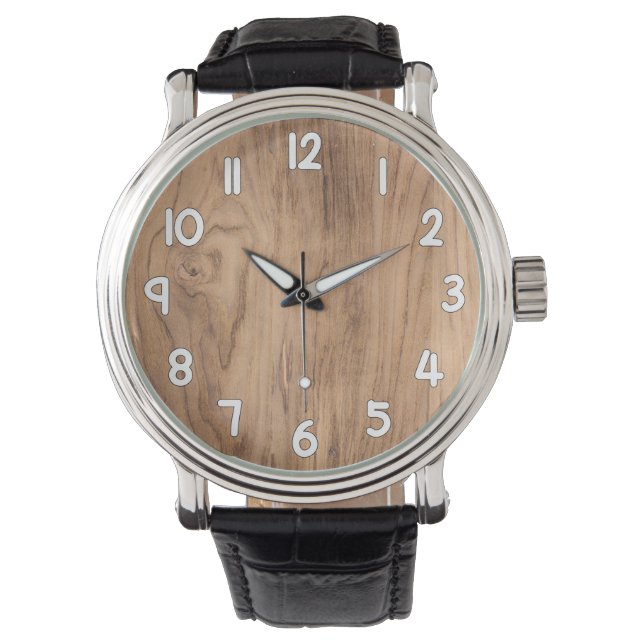 Relógio Wood Texture Wrist Watch – Natural Rustic Timepiec (Frente)