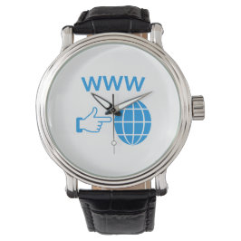 Relógio WWW World Wide Web Globe Icon with Hand Pointer