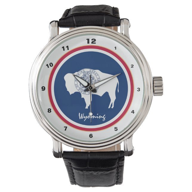 Relógio Wyoming Flag & Wyoming fashion USA /design watch (Frente)