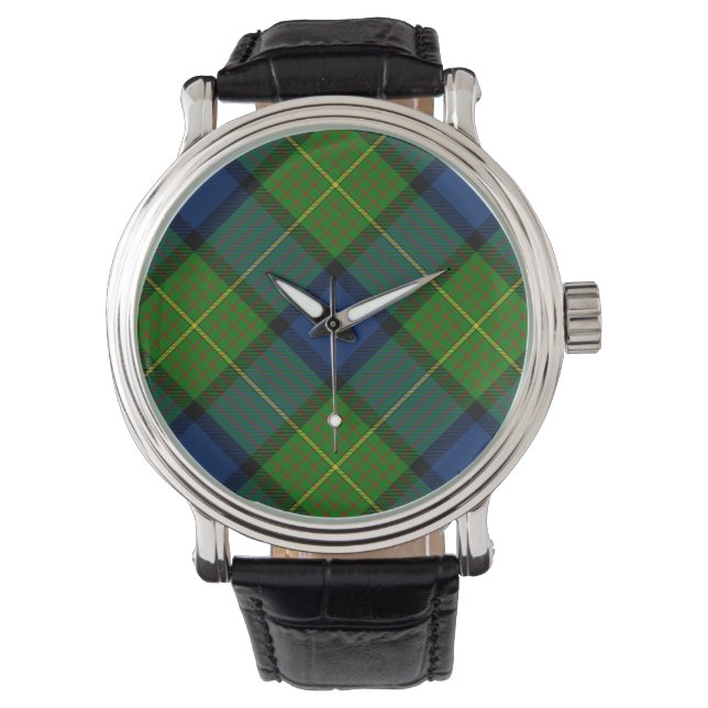 Relógio Xadrez azul verde Muir Moore tartan (Frente)