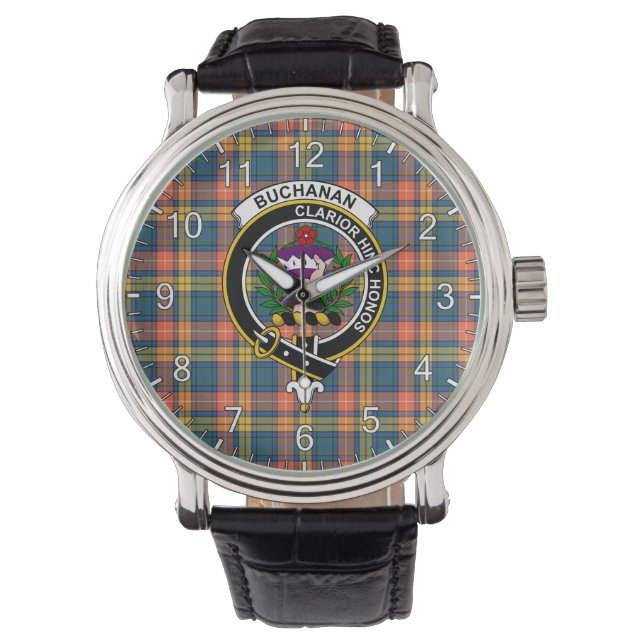 Relógio Xadrez Clã Buchanan Tartan Eterno Clássica (Frente)
