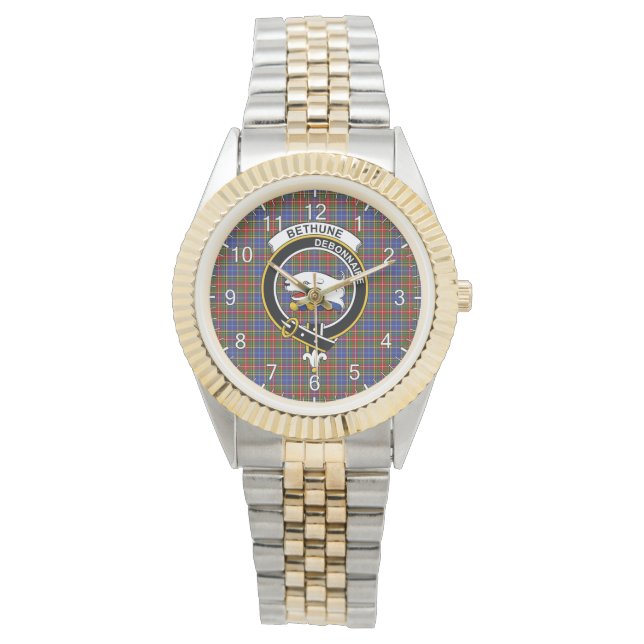 Relógio Xadrez Clã Eterno Clã Bethune Tartan (Frente)