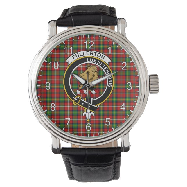 Relógio Xadrez Clã Fullerton Tartan do Eterno clássico (Frente)
