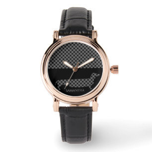 Relógio Xadrez Dachshund em preto