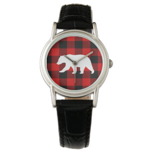 Relógio Xadrez de Buffalo Vermelho e Urso Branco