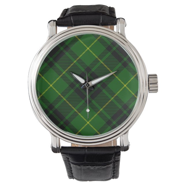 Relógio Xadrez verde MacArthur tartan (Frente)