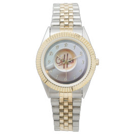 Relógio Xícara de café e disco café latino marrom