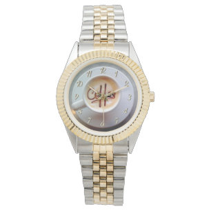 Relógio Xícara de café e disco café latino marrom