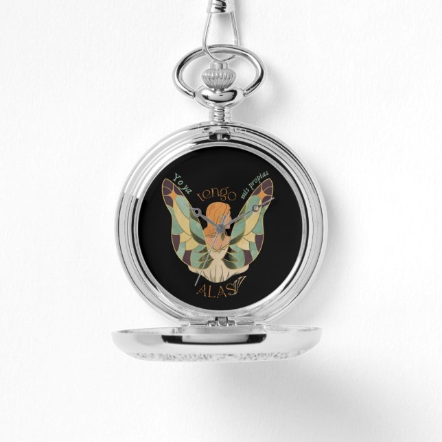 Relógio Ya tengo mis propias alas reloj de bolsillo (Frente)