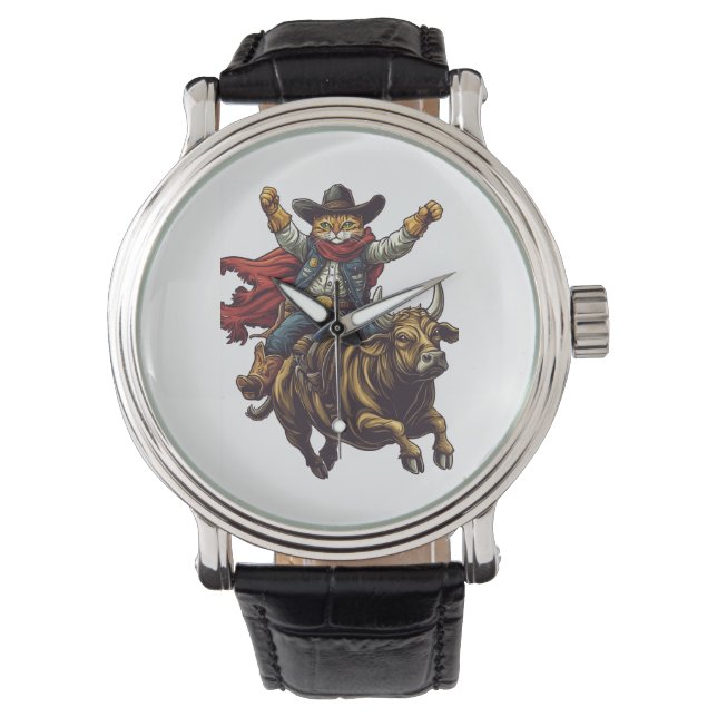 Relógio Yeehaw Kitty � Wild West Cat Cowboy Rodeo (Frente)