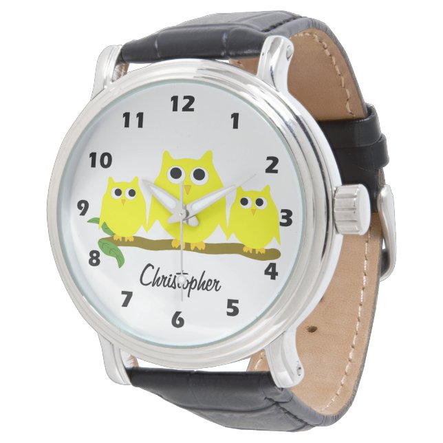 Relógio Yellow Owl Design Personalised (Angular)
