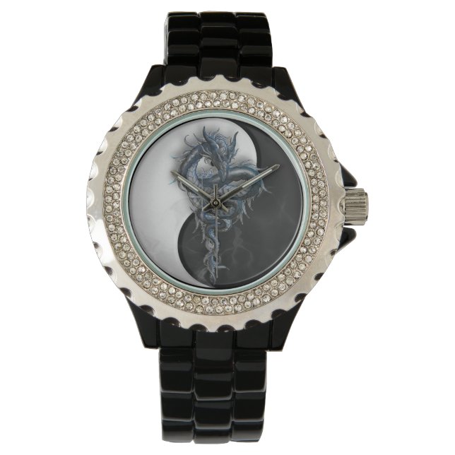 Relógio Yin Yang China Dragon Rhinestone Watch (Frente)
