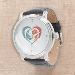 Relógio Yin Yang Heart Arttic Leather<br><div class="desc">Elevem seu estilo com este elegante relógio de coração Yin Yang. Apresentando um design único desenhado à mão de símbolos Yin Yang vermelhos e azuis formando um coração, este relógio simboliza equilíbrio, amor e harmonia. Em conjunto com uma tira de couro elegante, é perfeito para o visto do dia a...</div>