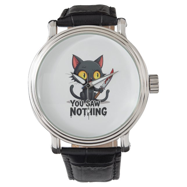 Relógio You Saw Nothing Black Cat Funny Halloween (Frente)