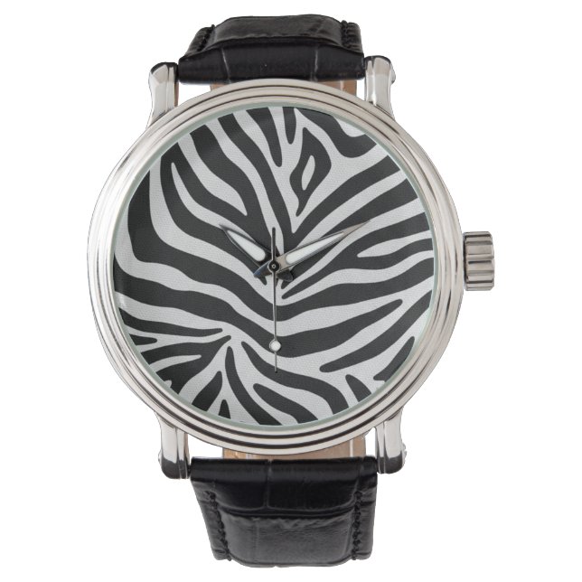 Relógio Zebra Print Classic Black & White (Frente)