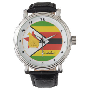 Relógio Zimbábue Bandeira e Zimbábue moda / design