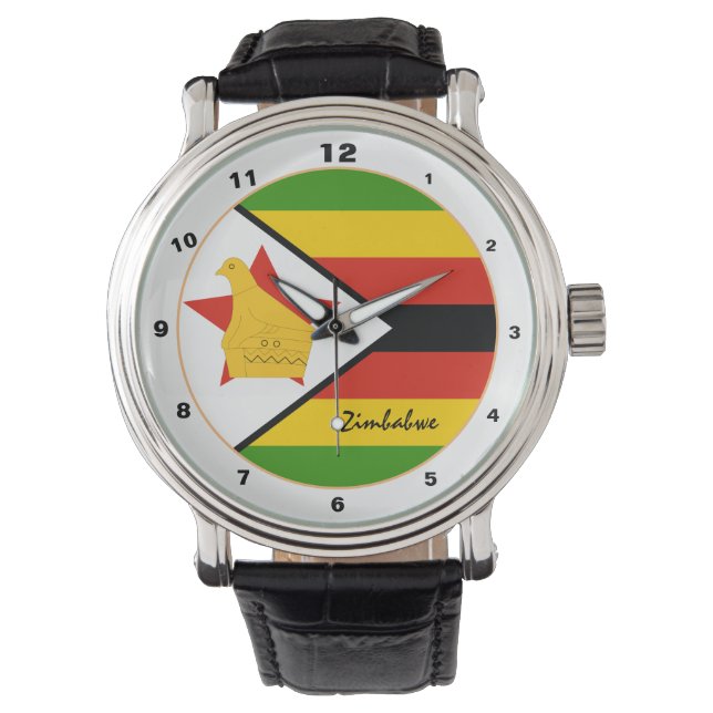 Relógio Zimbábue Flag Watch, Zimbabwe fashion /design (Frente)