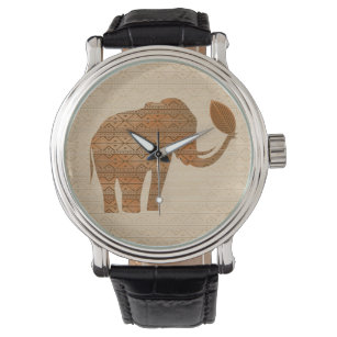 Relógios de Design de Arte Tribal do Elefante