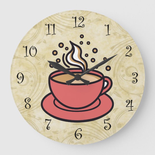 Relógios de Parede de Cozinha com Tema de Café da  (Frente)