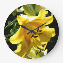 Relógios de parede de flores de lírio amarelo Pres
