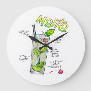 RELÓGIOS DE PAREDE - MOJITO RECIPE COCKTAIL ART