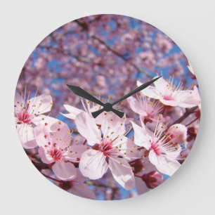 Relógios de Parede Primavera Rosa Árvore Flores pe