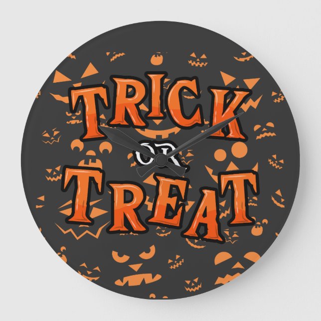 Relógios de Parede Redondos de Halloween 'Trick or (Frente)