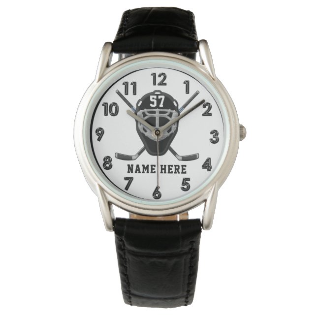 Relógios personalizados de hóquei para Caras, suas (Frente)