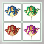 Rembrandt Tulip Pop Art Impressão<br><div class="desc">Uma bela e colorida renderização de uma gloriosa tulipa Rembrandt em 4 cores.</div>