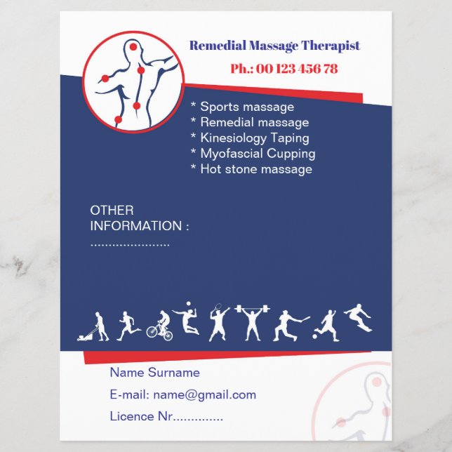 Remedial massage flyer template (Frente)