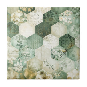 Remendo Botânico Hexagonal Vintage