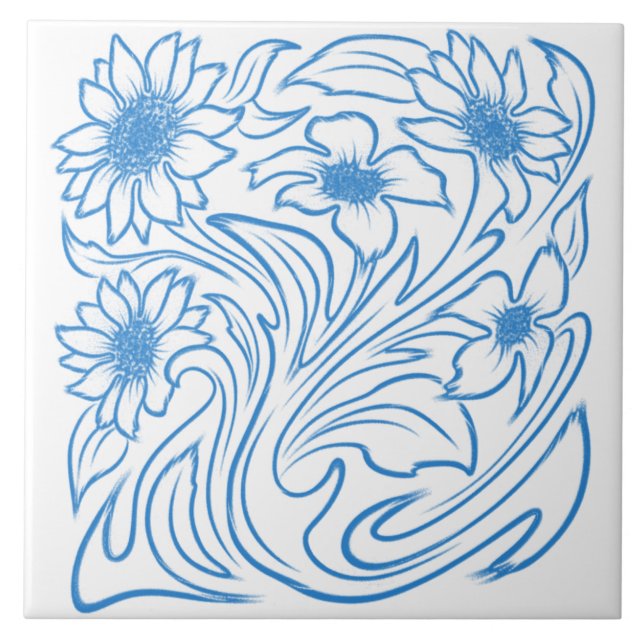 Remoinho Floral Azul Botânico (Frente)