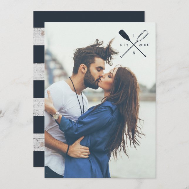 Remos rústicos náuticos do CONVITE | do CASAMENTO (Frente/Verso)