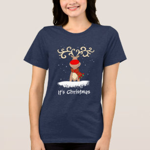 Rena de nariz vermelho É camiseta de Natal