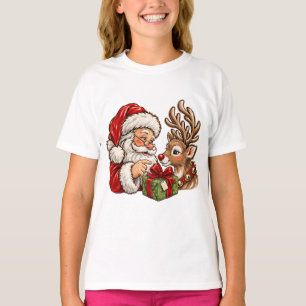 Rena de Natal com Papai Noel Polo Norte T