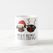 Rena do Natal de Pugmas & caneca alegres do Pug do