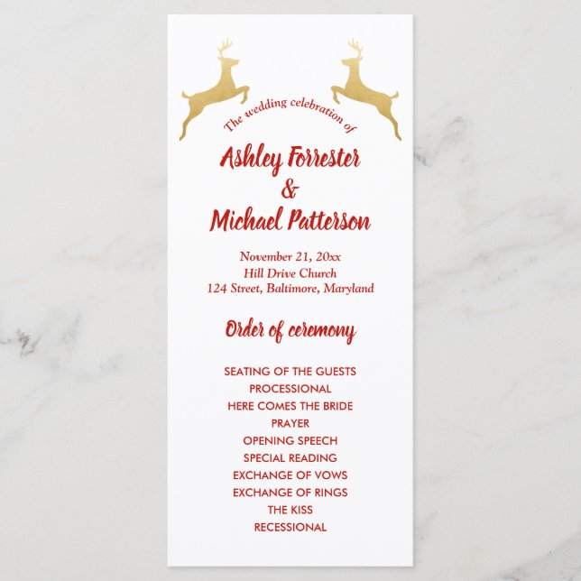 Rena Dourada | Natal | Programa de Casamento (Frente)